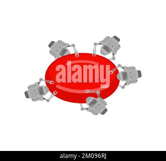 Nanobot and blood cell. Microrobot for treatment Stock Vector