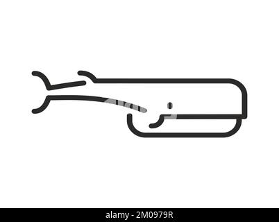 Whale linear symbol icon. Sea animal line sign Stock Vector