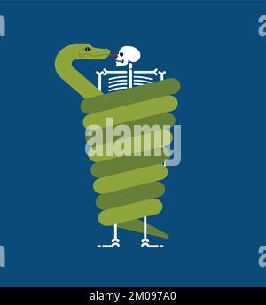 Snake wrapped around skeleton. Vector illustration Stock Vector