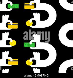 Exchanger pattern seamless. Two hands exchanged. Exchange money for cryptocurrency. Exchange of cash for electronic money. Exchanger illustration Stock Vector