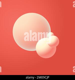 abstract spheres on coral color background. balls with different size. vector illustration Stock Vector