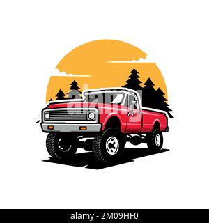An American vintage pickup truck logo on white background Stock Vector ...