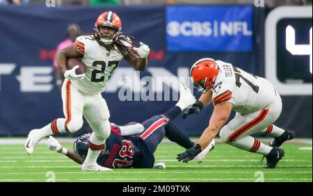 Texas, US, December 4, 2022. Cleveland Browns TONY FIELDS II (42) scores  after an interception during the game between the Cleveland Browns and the  Houston Texans in Houston, Texas at NRG Stadium