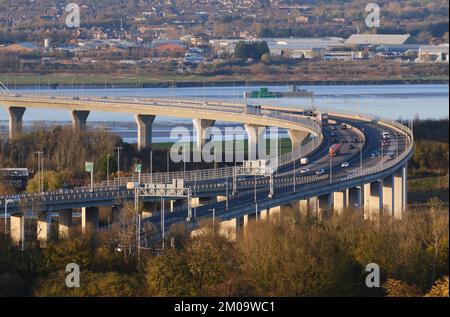 A533 Mersey Gateway flyover near Runcorn, Cheshire Stock Photo