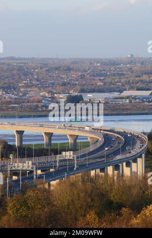 A533 Mersey Gateway flyover near Runcorn, Cheshire Stock Photo