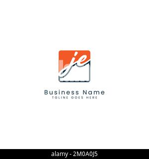 J E JE Initial letter handwritten and signature vector image template in square shape logo Stock Vector