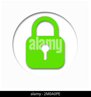 Green padlock icon isolated on white background. Symbol sign lock. Vector illustration. Stock Vector
