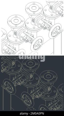 Stylized vector illustration of steam header close up Stock Vector