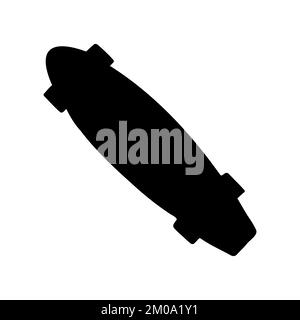 Vector hand drawn doodle sketch cruiser skateboard silhouette isolated on white background Stock Vector