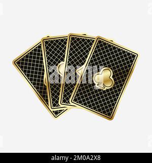 A Fan Of Playing Cards Consisting Of Four Black And Golden Ace Of Spades  Diamonds Clubs Hearts Vector Illustration Poker And Casino Of All The Aces  On A Transparent Background Stock Illustration 