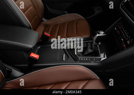 Closed car glove box compartment. Glove compartment of car. Stock Photo