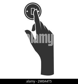 Finger and electric switch, saving energy and energy efficiency, hand turns off the lights, vector Stock Vector