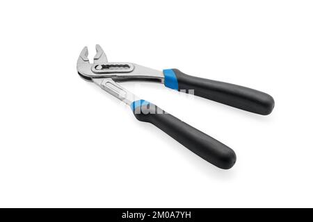 Clamping pliers, adjustable. Close-up. Isolated on white background. Stock Photo