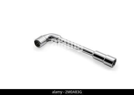 Socket wrench double ended. Close-up. Isolated on white background. Stock Photo