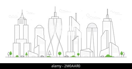 Urban architecture - modern thin line design style vector illustration Stock Vector