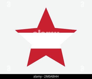 Austria Star Flag. Austrian Star Shape Flag. Country National Banner Icon Symbol Vector 2D Flat Artwork Graphic Illustration Stock Vector