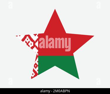 Belarus Star Flag. Belarusian Star Shape Flag. Country National Banner Icon Symbol Vector 2D Flat Artwork Graphic Illustration Stock Vector