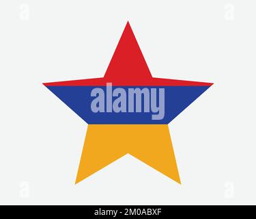 Armenia Star Flag. Armenian Star Shape Flag. Country National Banner Icon Symbol Vector 2D Flat Artwork Graphic Illustration Stock Vector