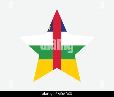 Central African Republic Star Flag. Centrafrique Star Shape Flag. CAR Country National Banner Icon Symbol Vector 2D Flat Artwork Graphic Illustration Stock Vector