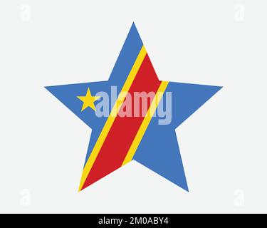 Democratic Republic of the Congo Star Flag. Congolese Star Shape Flag DROC DRC Country National Banner Icon Symbol Vector Artwork Graphic Illustration Stock Vector