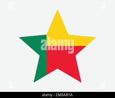 Benin Star Flag. Beninese Star Shape Flag. Country National Banner Icon Symbol Vector 2D Flat Artwork Graphic Illustration Stock Vector