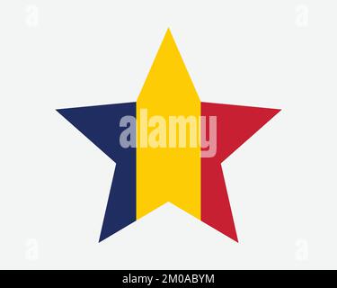 Chad Star Flag. Chadian Star Shape Flag. Country National Banner Icon Symbol Vector 2D Flat Artwork Graphic Illustration Stock Vector