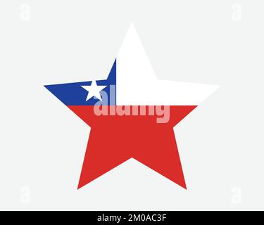 Chile Star Flag. Chilean Star Shape Flag. Country National Banner Icon Symbol Vector 2D Flat Artwork Graphic Illustration Stock Vector