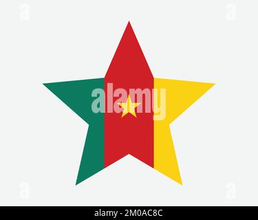 Cameroon Star Flag. Cameroonian Star Shape Flag. Country National Banner Icon Symbol Vector 2D Flat Artwork Graphic Illustration Stock Vector