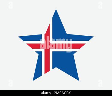 Iceland Star Flag. Icelander Star Shape Flag. Icelandic Country National Banner Icon Symbol Vector Flat Artwork Graphic Illustration Stock Vector