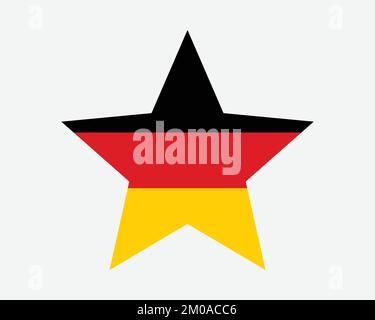 Germany Star Flag. German Star Shape Flag. Deutschland Country National Banner Icon Symbol Vector Flat Artwork Graphic Illustration Stock Vector