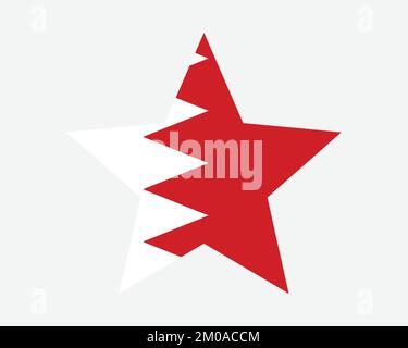 Bahrain Star Flag. Bahraini Star Shape Flag. Country National Banner Icon Symbol Vector 2D Flat Artwork Graphic Illustration Stock Vector