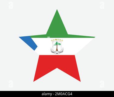 Equatorial Guinea Star Flag. Equatoguinean Star Shape Flag. Country National Banner Icon Symbol Vector Flat Artwork Graphic Illustration Stock Vector