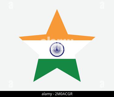 India Star Flag. Indian Star Shape Flag. Country National Banner Icon Symbol Vector Flat Artwork Graphic Illustration Stock Vector