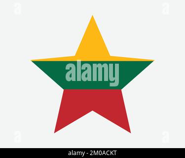 Lithuania Star Flag. Lithuanian Star Shape Flag. Republic of Lithuania Country National Banner Icon Symbol Vector Flat Artwork Graphic Illustration Stock Vector