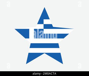 Greece Star Flag. Greek Star Shape Flag. Hellenic Republic Country National Banner Icon Symbol Vector Flat Artwork Graphic Illustration Stock Vector