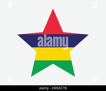 Mauritius Star Flag. Mauritian Star Shape Flag. Republic of Mauritius Country National Banner Icon Symbol Vector Flat Artwork Graphic Illustration Stock Vector