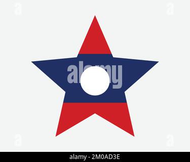 Laos Star Flag. Lao Star Shape Flag. Laotian Country National Banner Icon Symbol Vector Flat Artwork Graphic Illustration Stock Vector