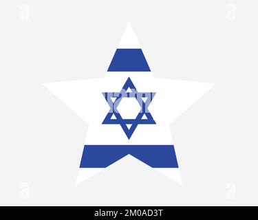 Israel Star Flag. Israeli Star Shape Flag. State of Israel Country National Banner Icon Symbol Vector Flat Artwork Graphic Illustration Stock Vector