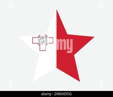 Malta Star Flag. Maltese Star Shape Flag. Republic of Malta Country National Banner Icon Symbol Vector Flat Artwork Graphic Illustration Stock Vector