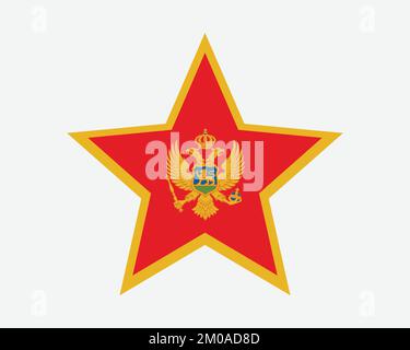 Montenegro Star Flag. Montenegrin Star Shape Flag. Montenegro Country National Banner Icon Symbol Vector Flat Artwork Graphic Illustration Stock Vector