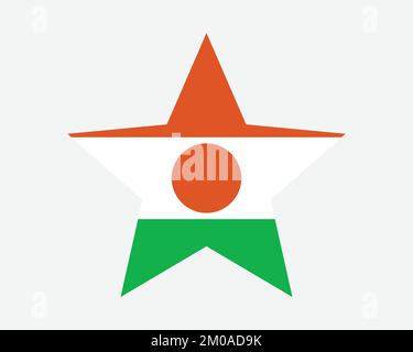 Niger Star Flag. Nigerien Star Shape Flag. Republic of the Niger Country National Banner Icon Symbol Vector Flat Artwork Graphic Illustration Stock Vector