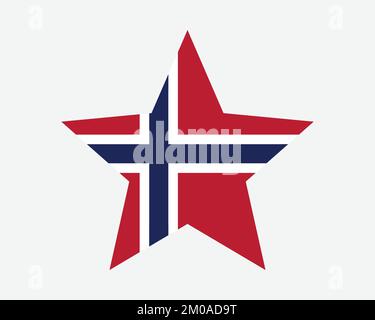 Norway Star Flag. Norwegian Star Shape Flag. Kingdom of Norway Country National Banner Icon Symbol Vector Flat Artwork Graphic Illustration Stock Vector