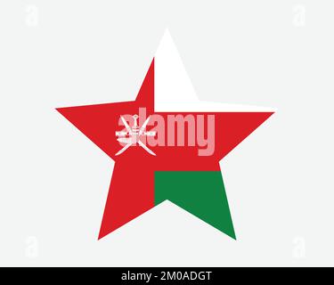Oman Star Flag. Omani Star Shape Flag. Sultanate of Oman Country National Banner Icon Symbol Vector Flat Artwork Graphic Illustration Stock Vector