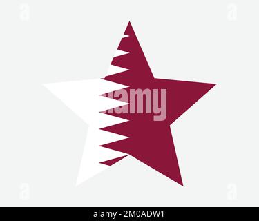 Qatar Star Flag. Qatari Star Shape Flag. State of Qatar Country National Banner Icon Symbol Vector Flat Artwork Graphic Illustration Stock Vector