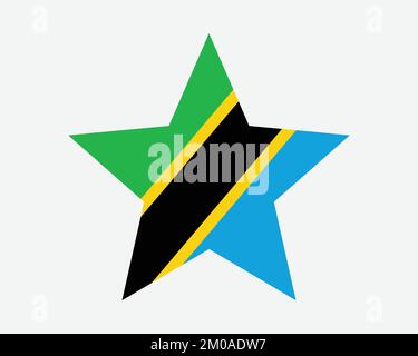 Tanzania Star Flag. Tanzanian Star Shape Flag United Republic of Tanzania Country National Banner Icon Symbol Vector Flat Artwork Graphic Illustration Stock Vector