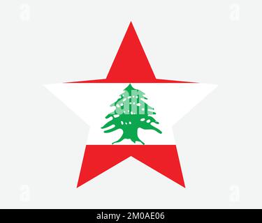 Lebanon Star Flag. Lebanese Republic Star Shape Flag. Republic of Lebanon Country National Banner Icon Symbol Vector Flat Artwork Graphic Illustration Stock Vector