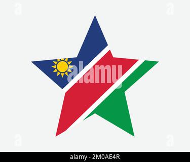 Namibia Star Flag. Namibian Star Shape Flag. Republic of Namibia Country National Banner Icon Symbol Vector Flat Artwork Graphic Illustration Stock Vector