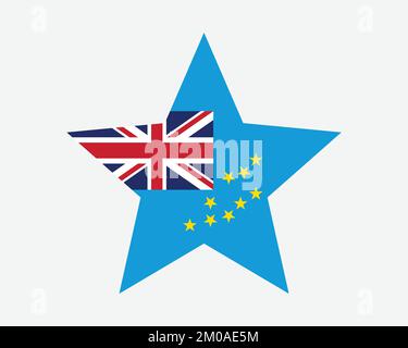 Tuvalu Star Flag. Tuvaluan Star Shape Flag. Ellice Islands Country National Banner Icon Symbol Vector Flat Artwork Graphic Illustration Stock Vector