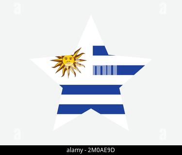Uruguay Star Flag. Uruguayan Star Shape Flag. Country National Banner Icon Symbol Vector Flat Artwork Graphic Illustration Stock Vector