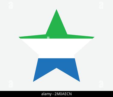 Sierra Leone Star Flag. Sierra Leonean Star Shape Flag. Country National Banner Icon Symbol Vector Flat Artwork Graphic Illustration Stock Vector